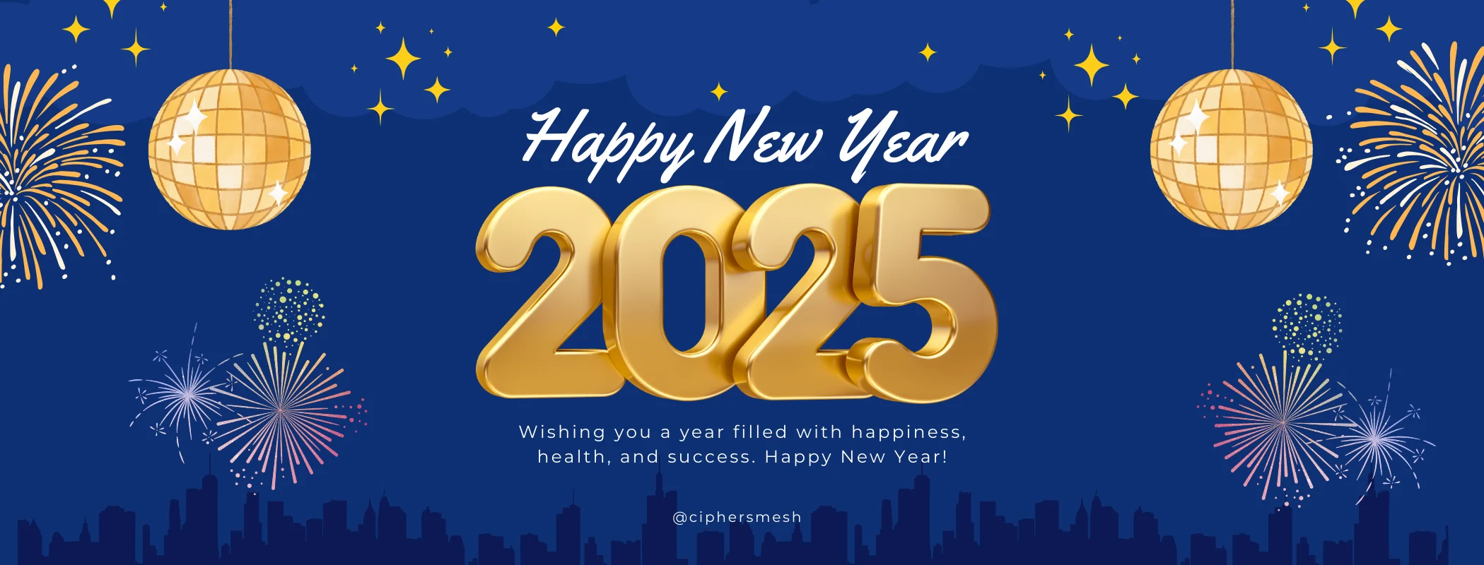 Blue Yellow Modern Happy New Year Outdoor Banner (1)